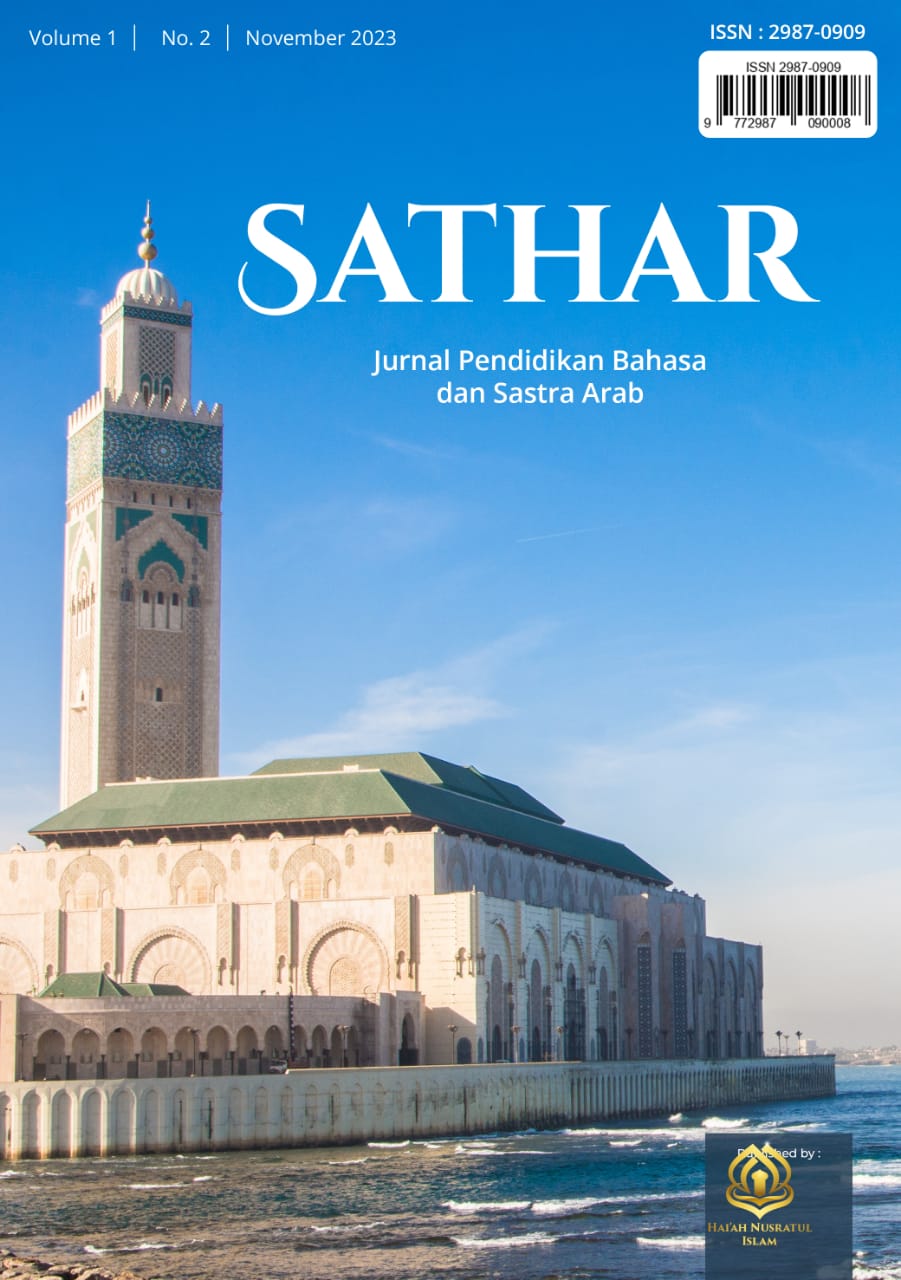 					View Vol. 1 No. 2 (2023): Sathar: Jurnal Pendidikan Bahasa dan Sastra Arab
				
